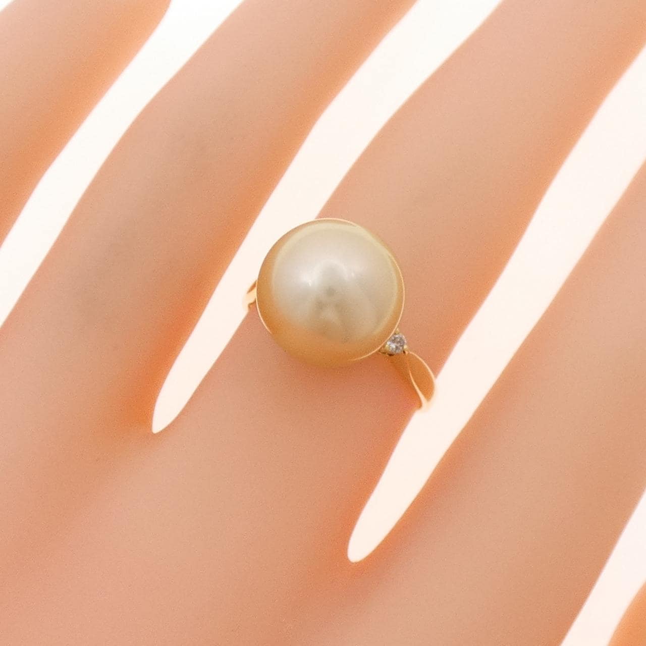 K18YG 白蝶パール リング 11.2cm