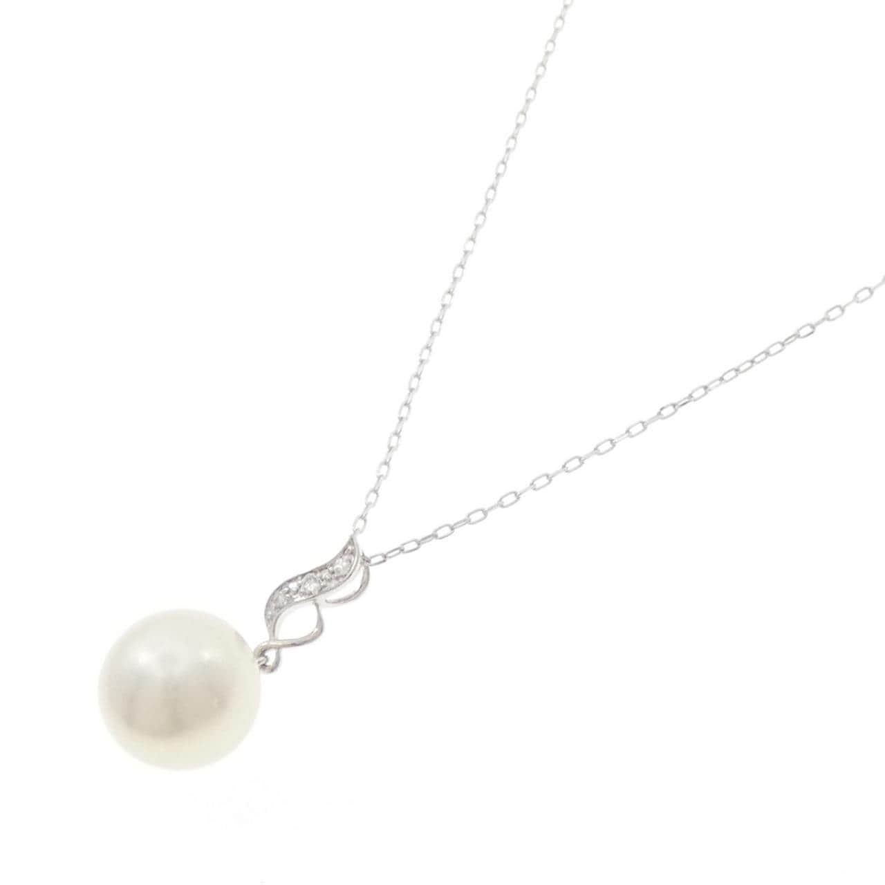 K18WG 白蝶パール ネックレス 10.8mm