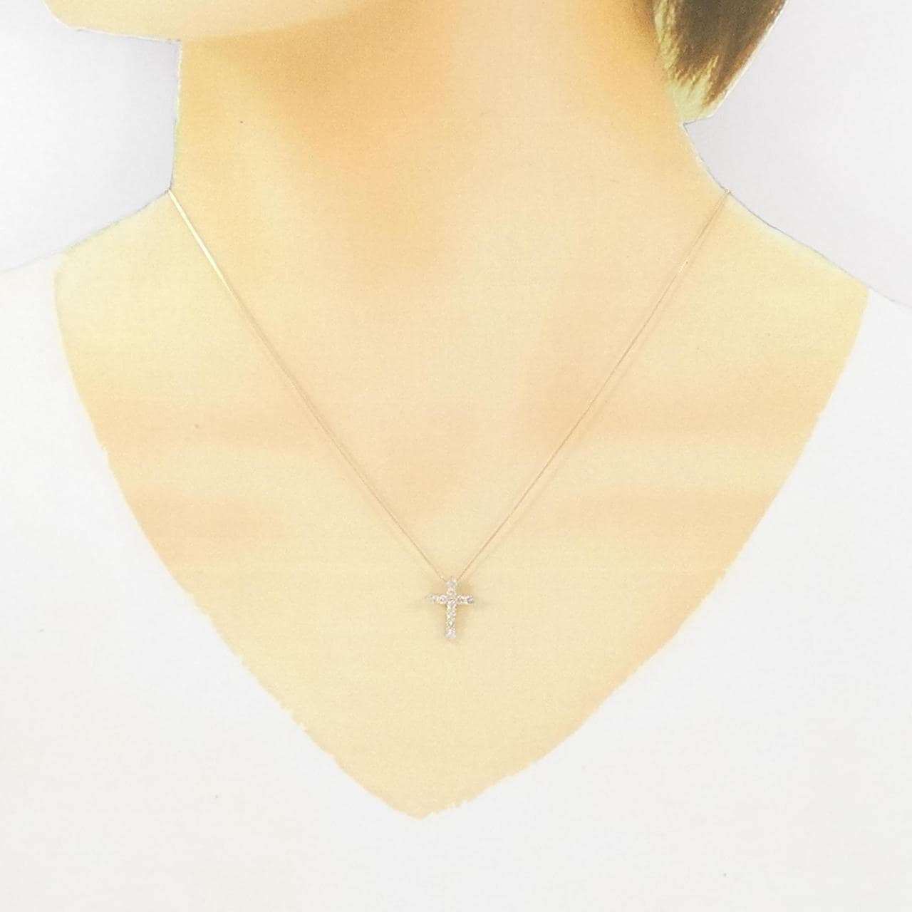 K18YG クロス ダイヤモンド ネックレス 0.30CT