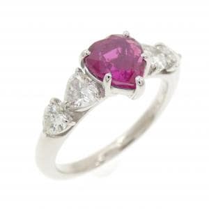 PT900 ハート ルビー リング 1.16CT