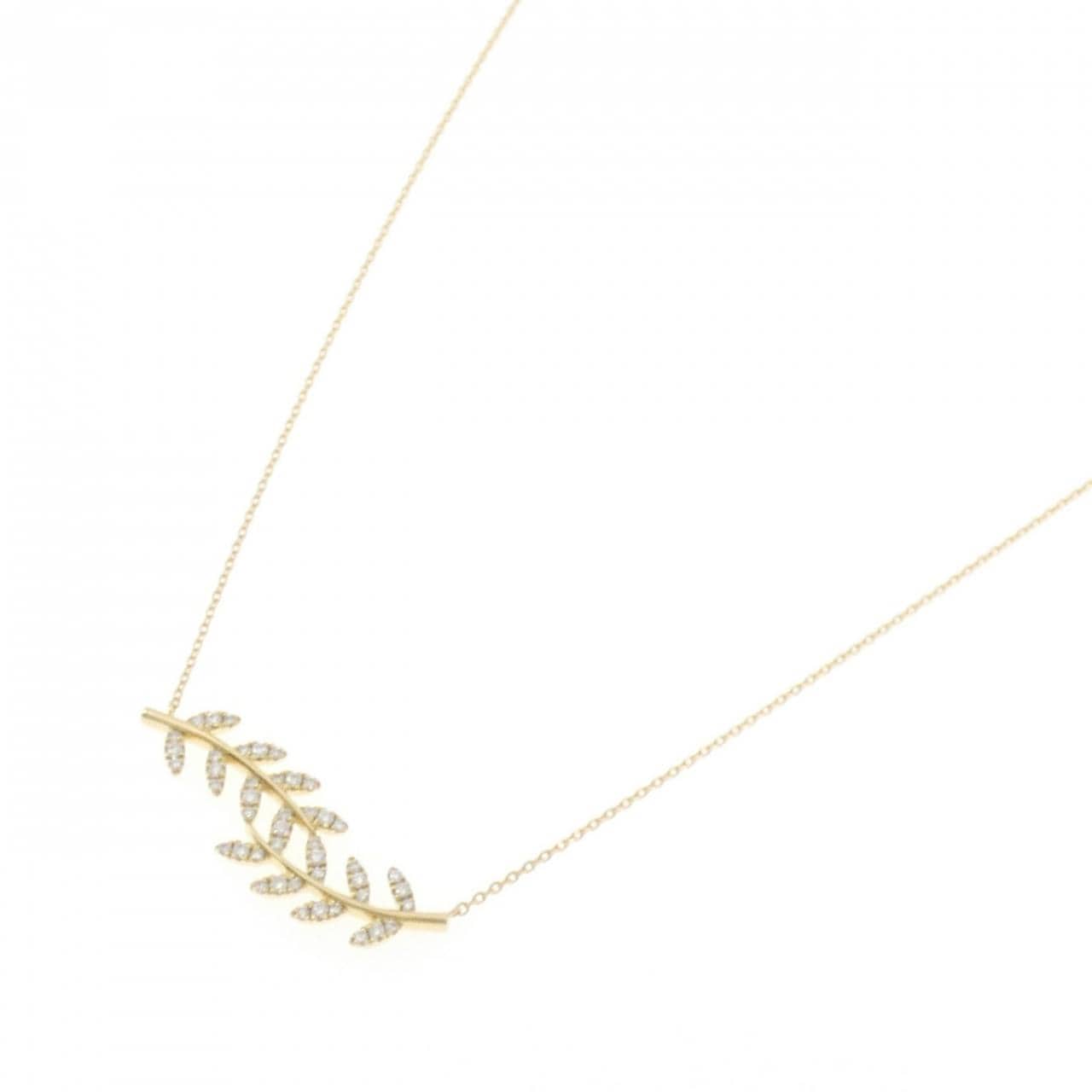 K18YG リーフ ダイヤモンド ネックレス 0.23CT