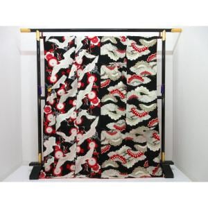 化繊　振袖　片身替わり