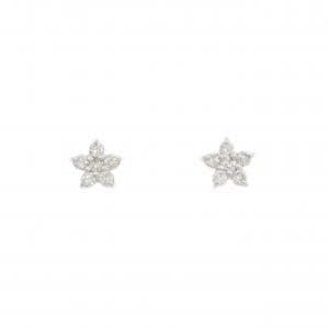【新品】K18WG フラワー ダイヤモンド ピアス 0.20CT