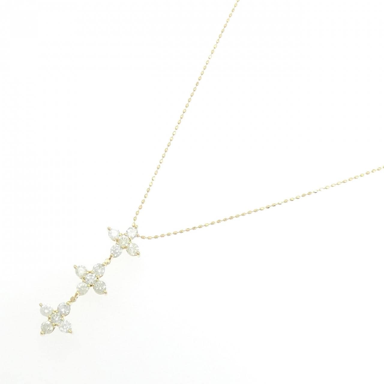 K18YG フラワー ダイヤモンド ネックレス 1.00CT