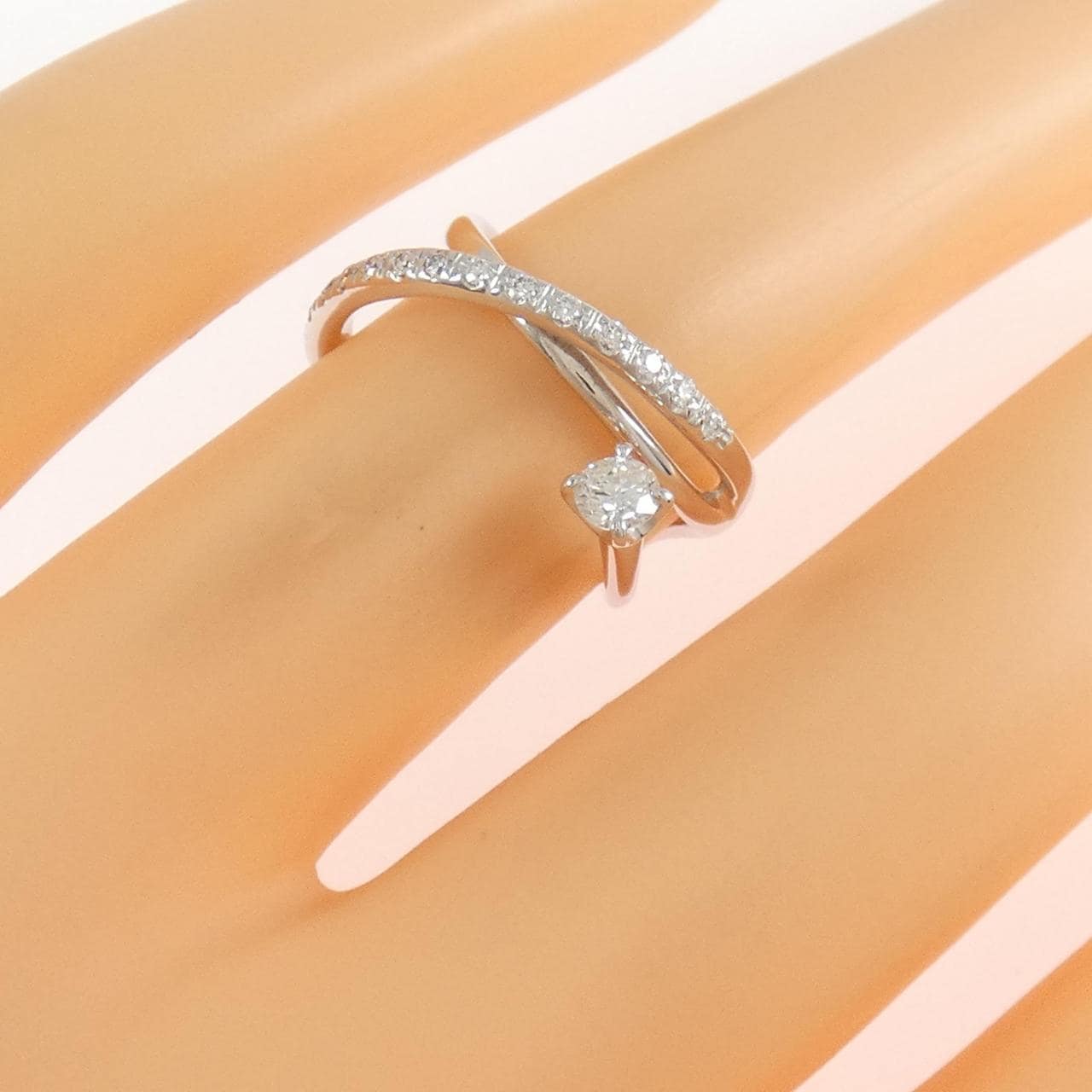 K18WG ダイヤモンド ピンキーリング 0.132CT