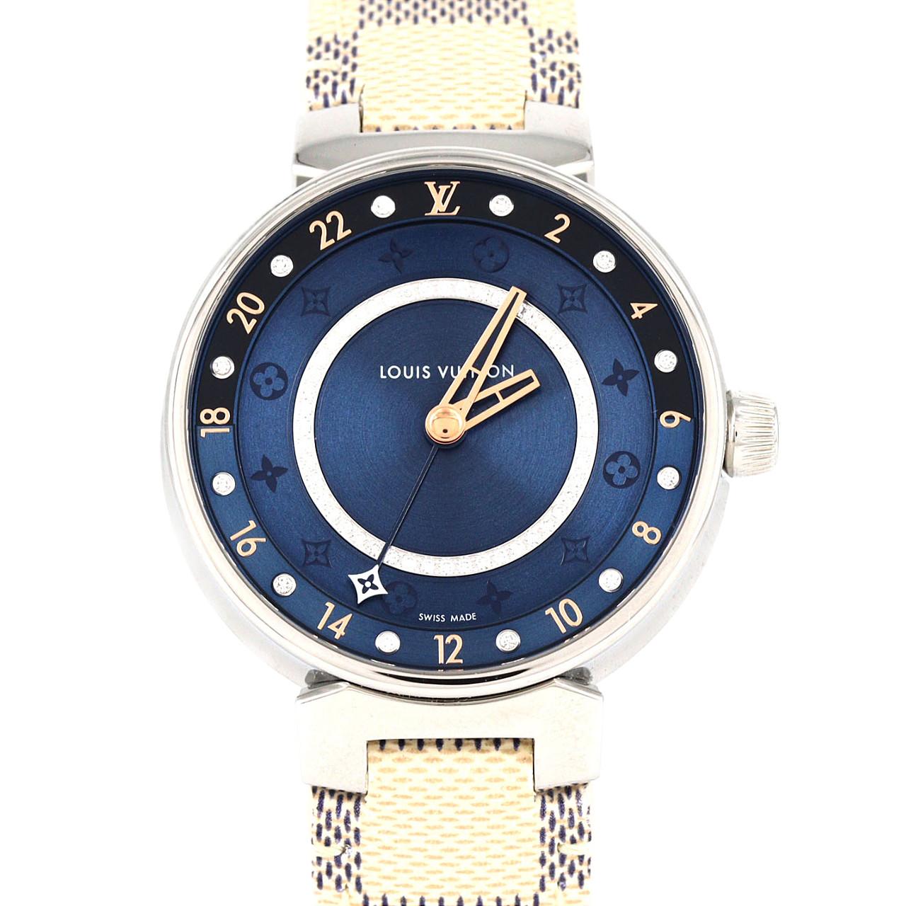 ルイヴィトン タンブールデュアルタイム･12P･サークルD QA142 SS クォーツ