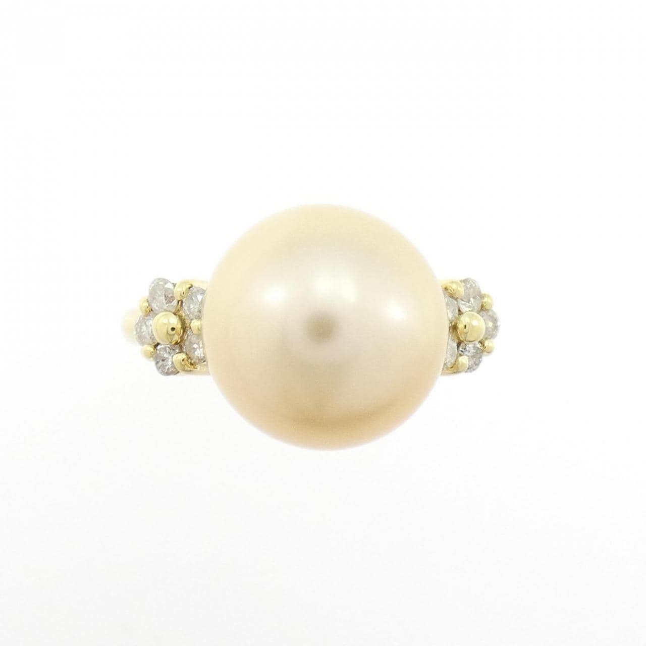 K18YG フラワー 白蝶パール リング 10.4mm