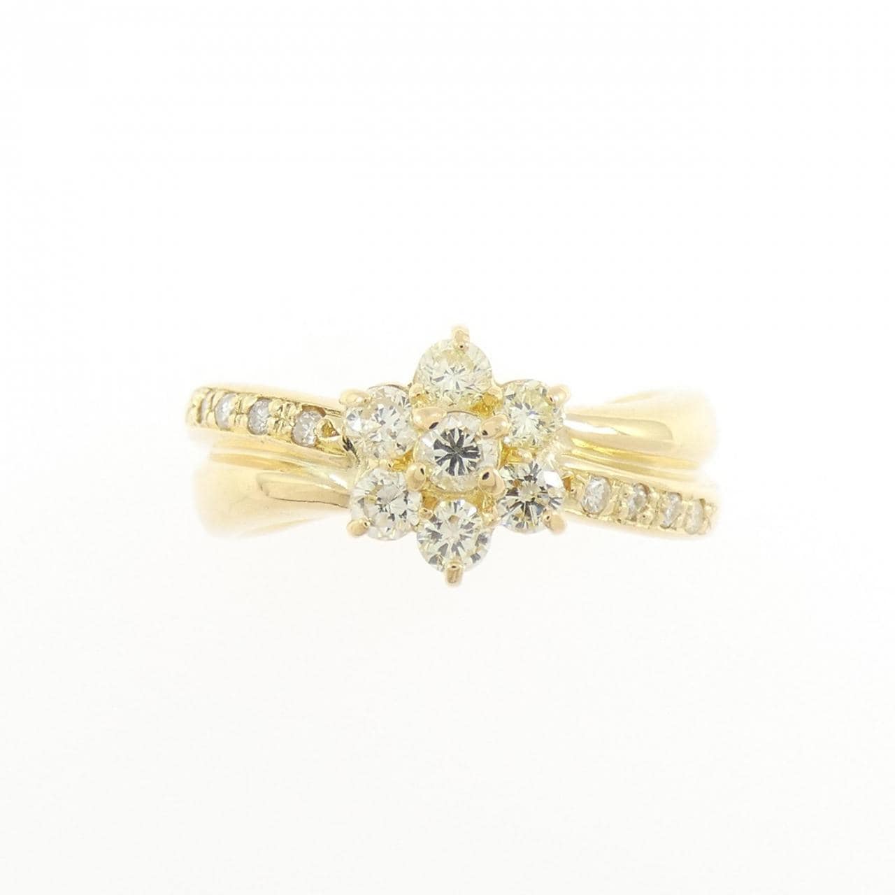 K18YG フラワー ダイヤモンド リング 0.38CT