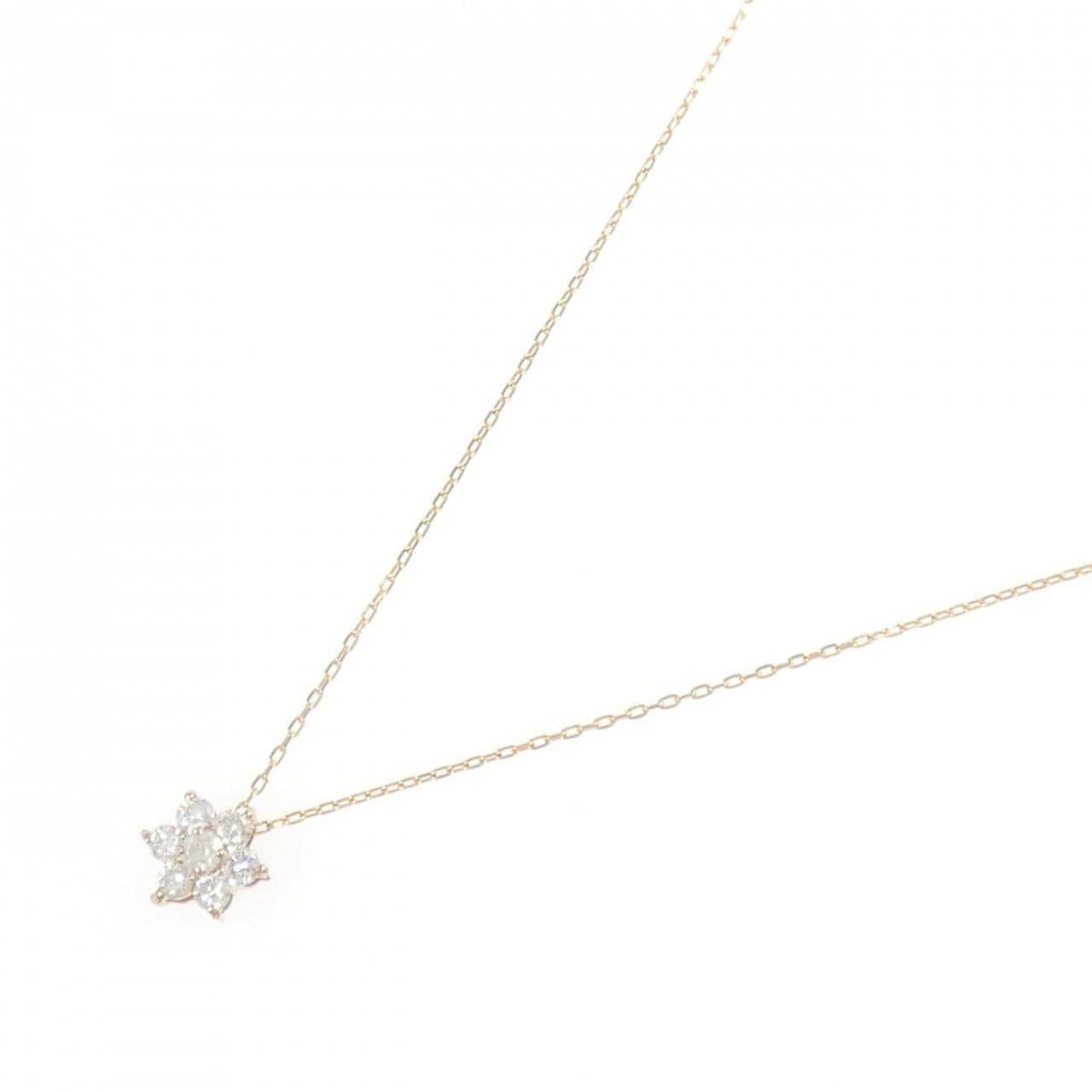 K18PG フラワー ダイヤモンド ネックレス 0.20CT