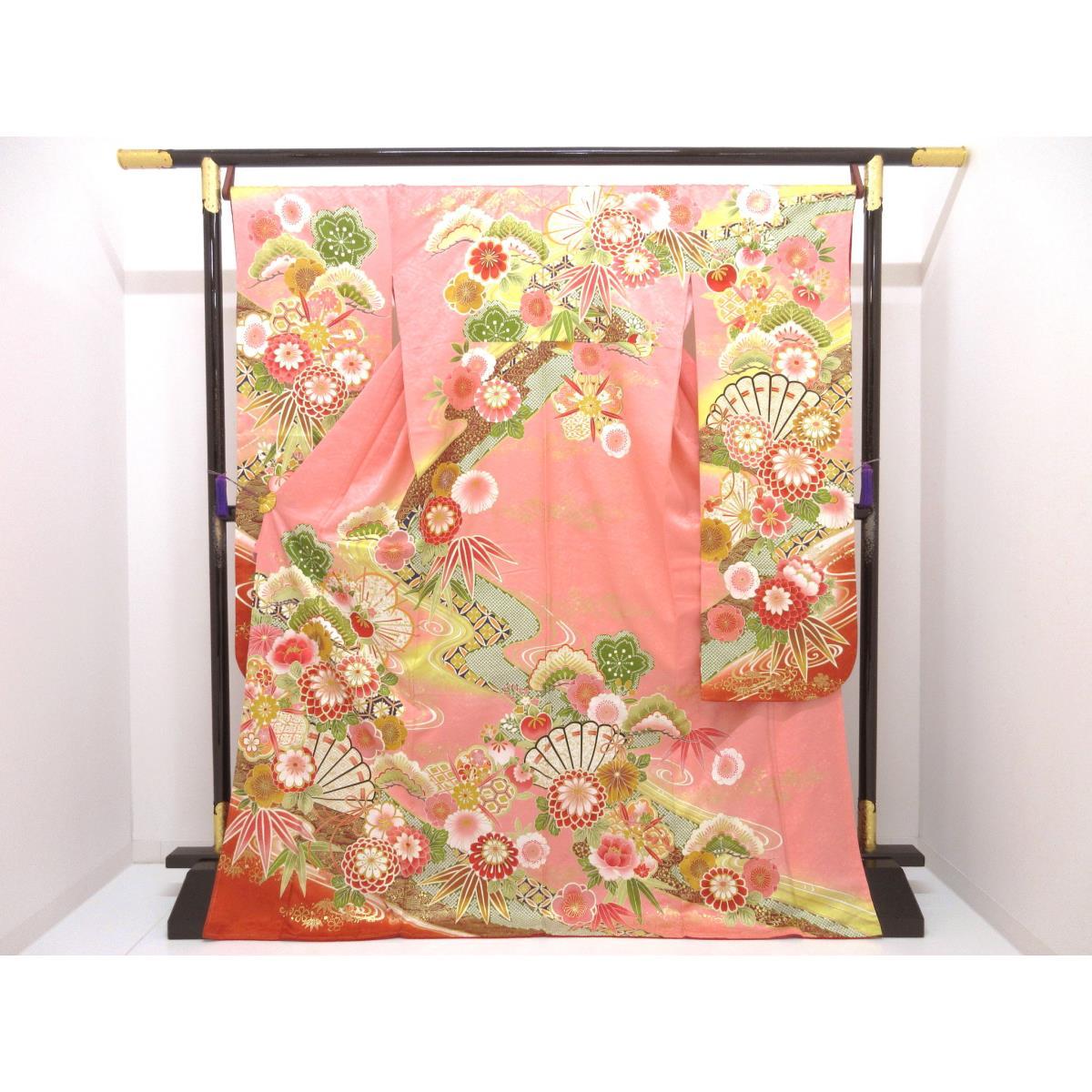 【未使用品】振袖　京友禅金彩加工　刺繍入りボカシ染