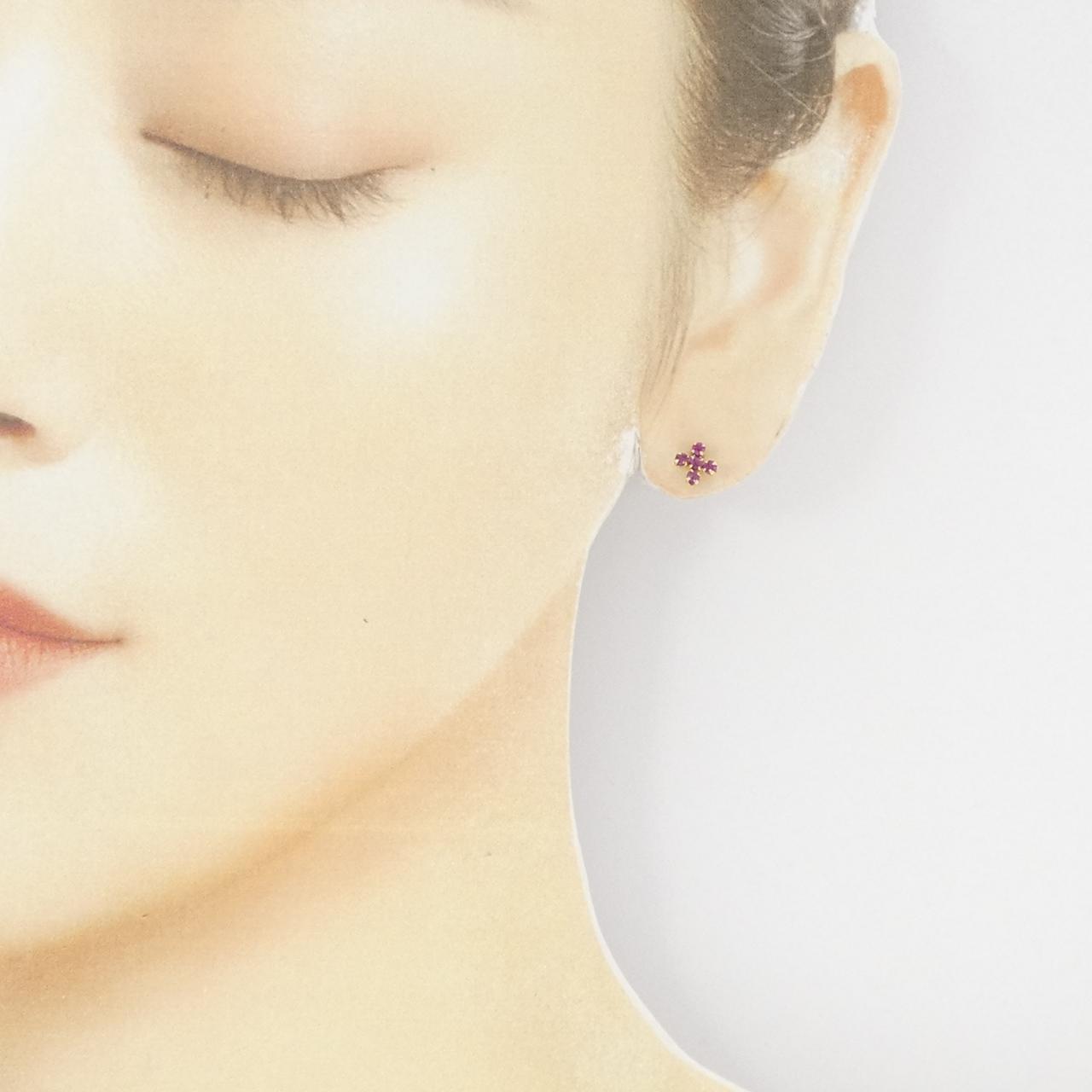 K18YG ruby earrings