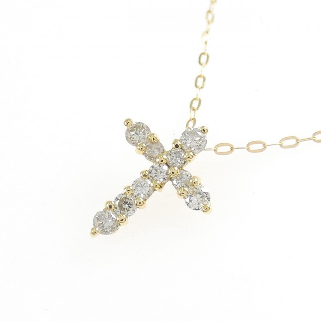 K18YG クロス ダイヤモンド ネックレス 0.30CT