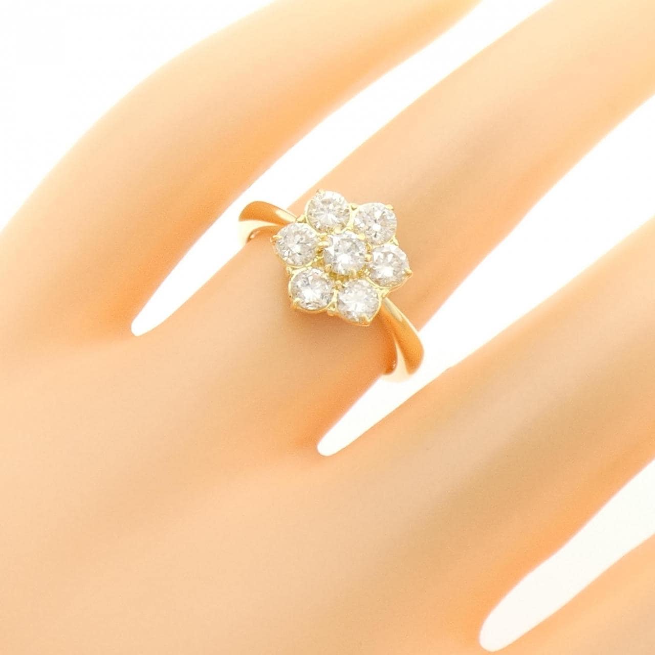 K18YG フラワー ダイヤモンド リング 1.05CT