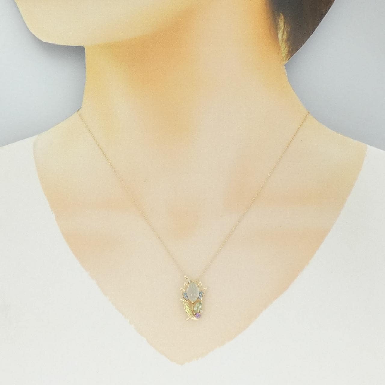 K10YG カラーストーン ネックレス