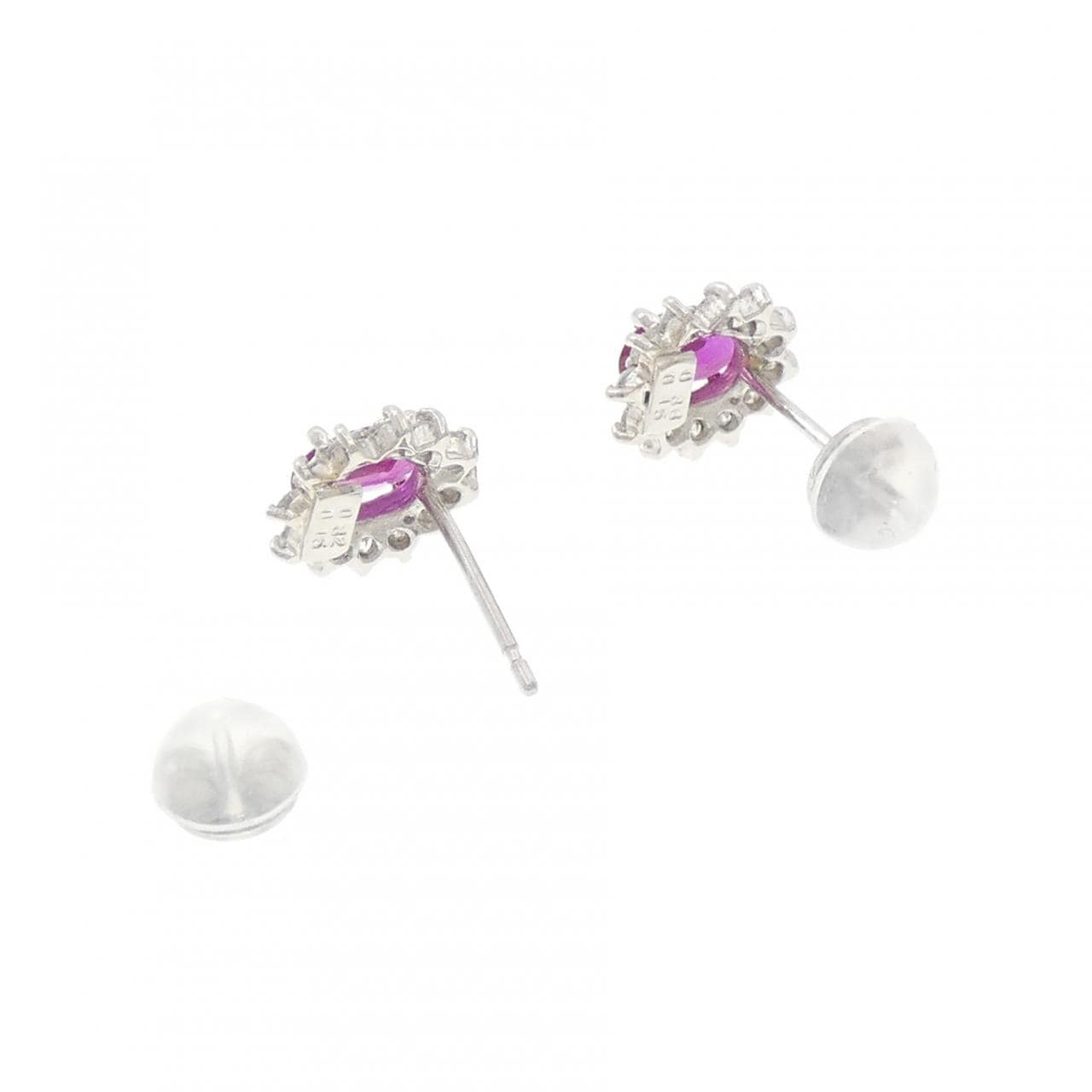 PT900 ルビー ピアス 0.70CT