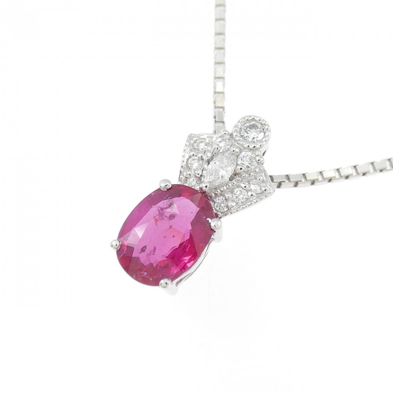 K18WG ルビー ネックレス 1.03CT