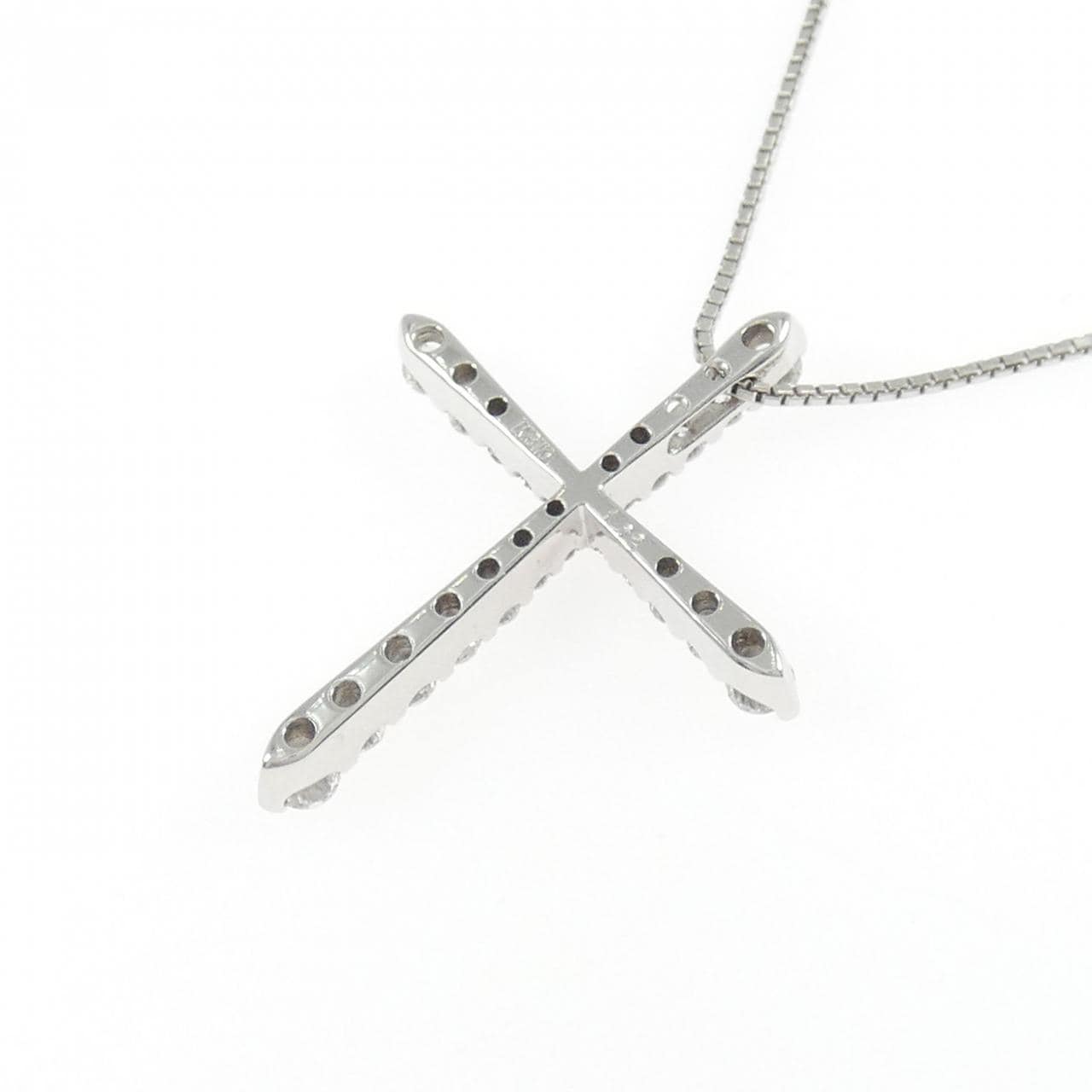 K18WG クロス ダイヤモンド ネックレス 1.02CT