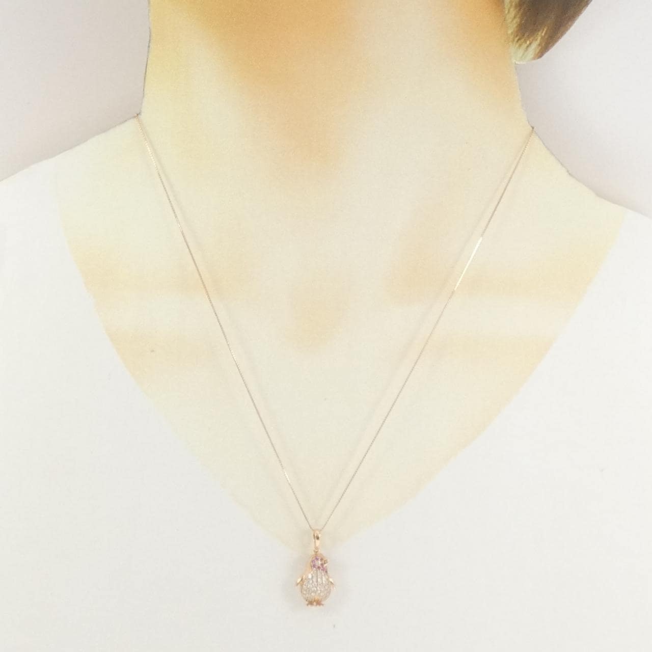 K18PG ペンギン サファイヤ ネックレス 0.13CT