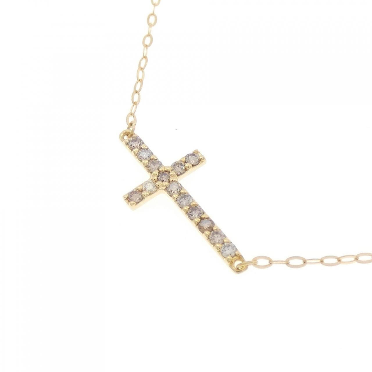 K18YG クロス ダイヤモンド ネックレス 0.11CT