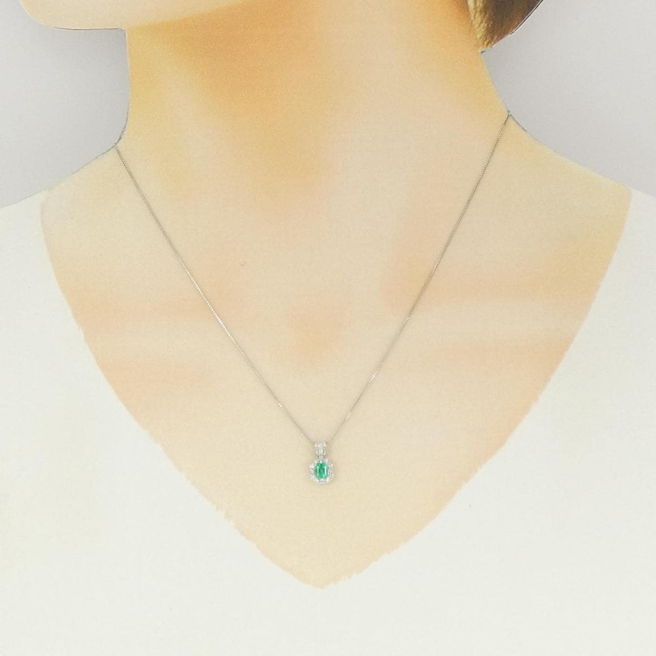 PT900/PT850 エメラルド ネックレス 0.26CT