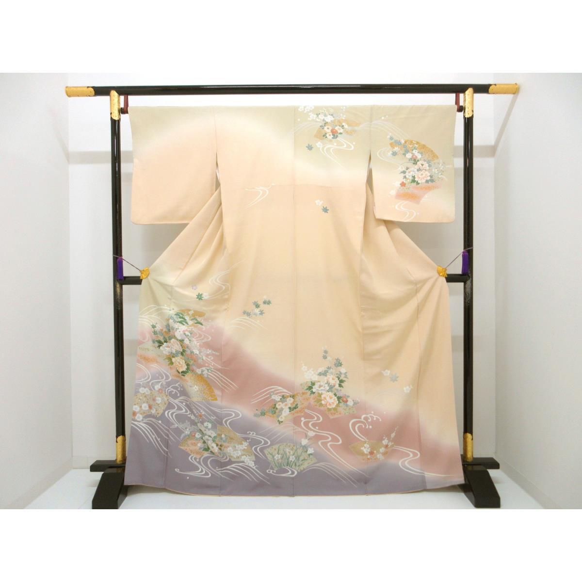 訪問着　友禅金彩加工　刺繍入りボカシ染