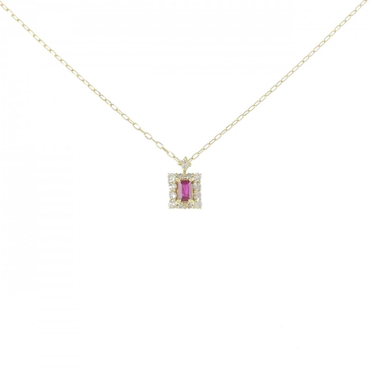 [BRAND NEW] K18YG Ruby Necklace 0.09CT