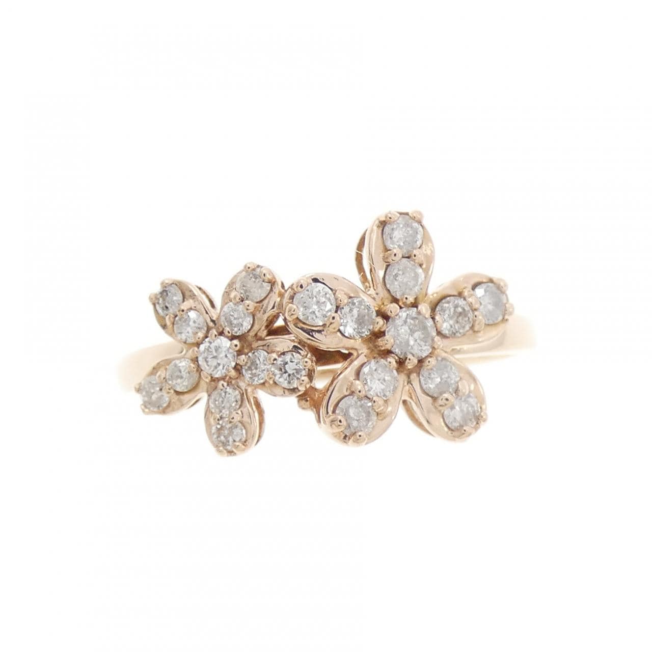 K14PG フラワー ダイヤモンド リング 0.30CT