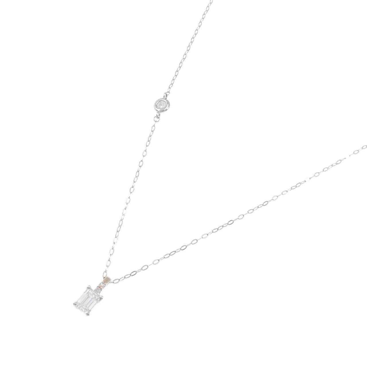 ジーエスティービー ダイヤモンド ネックレス 0.32CT D VS1 エメラルドカット