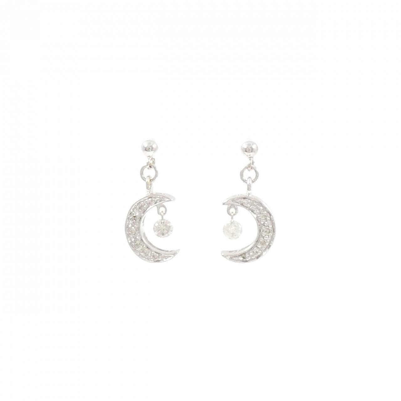 K18WG Moon Diamond Earrings 0.30CT
