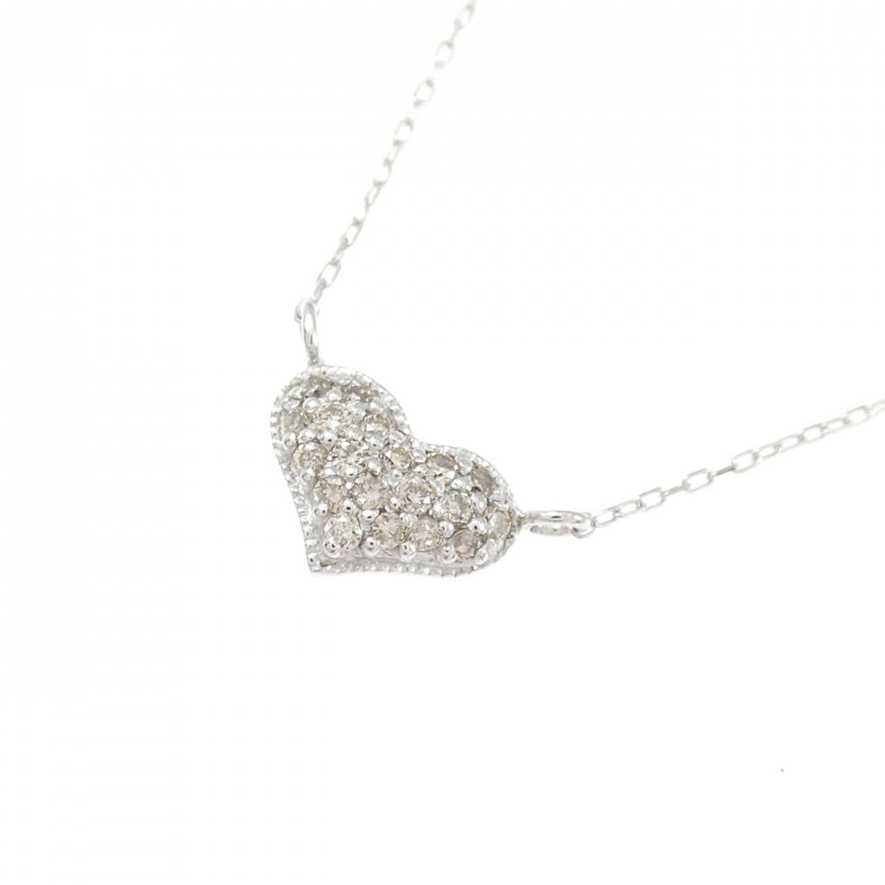 K18WG ハート ダイヤモンド ネックレス 0.10CT