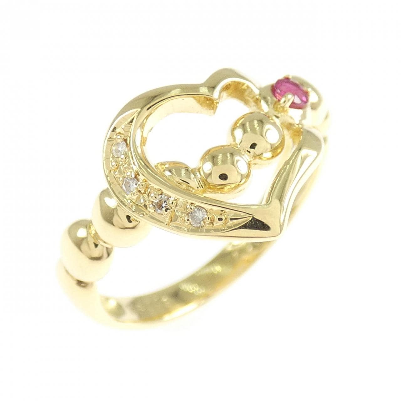 K18YG ハート ルビー リング 0.07CT