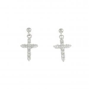 K14WG クロス ダイヤモンド ピアス 0.30CT