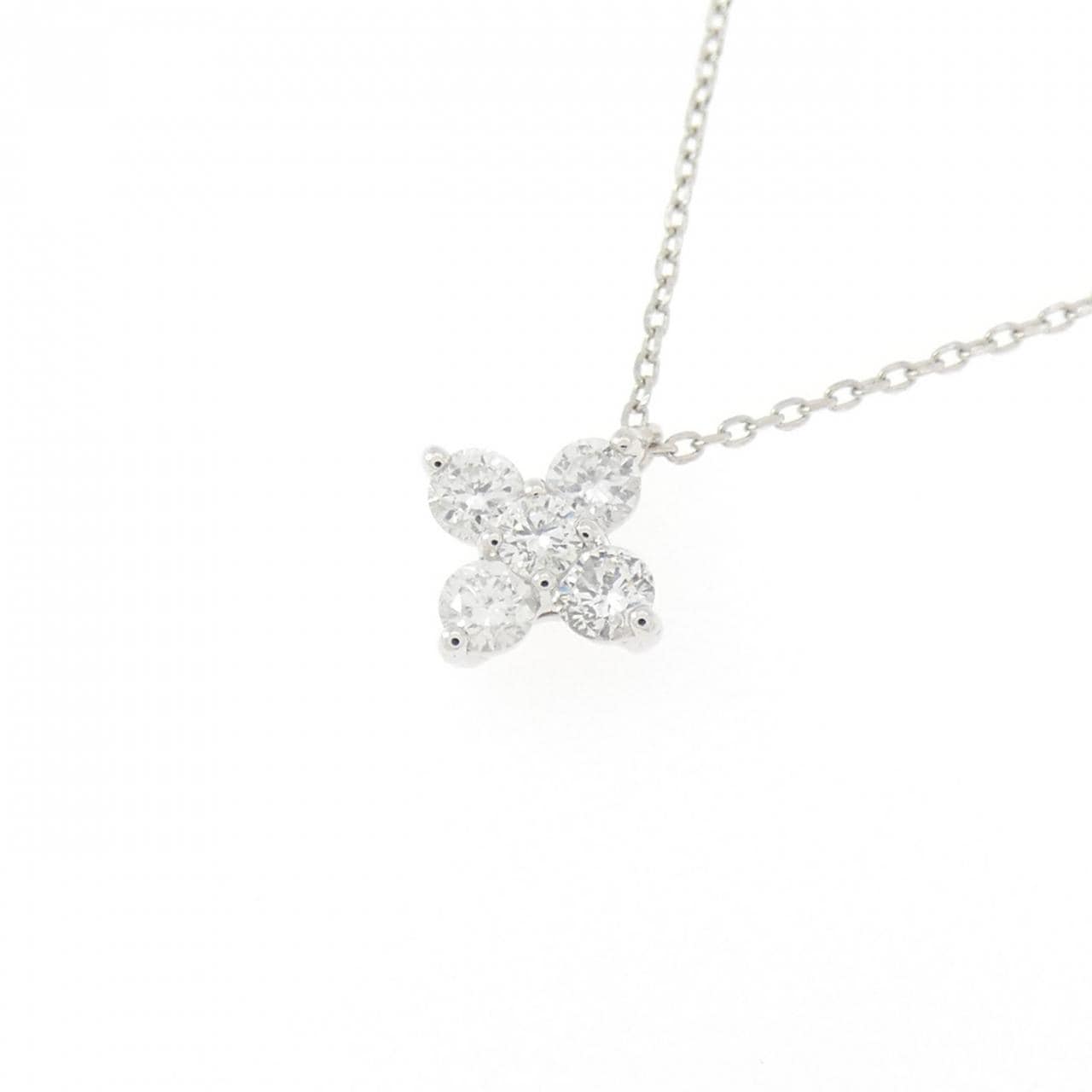 PT900/PT850 フラワー ダイヤモンド ネックレス 0.18CT