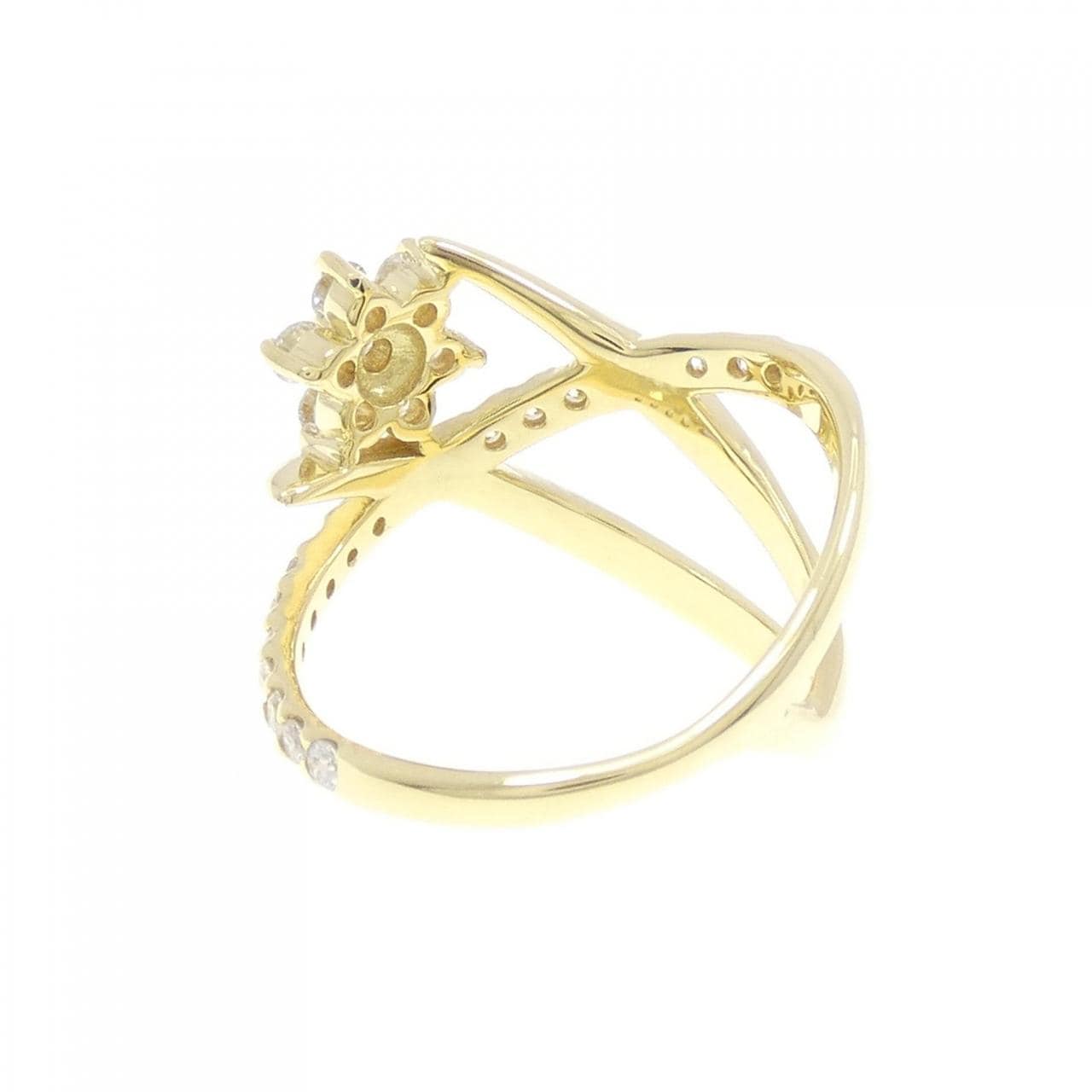 K18YG flower Diamond ring 0.41CT