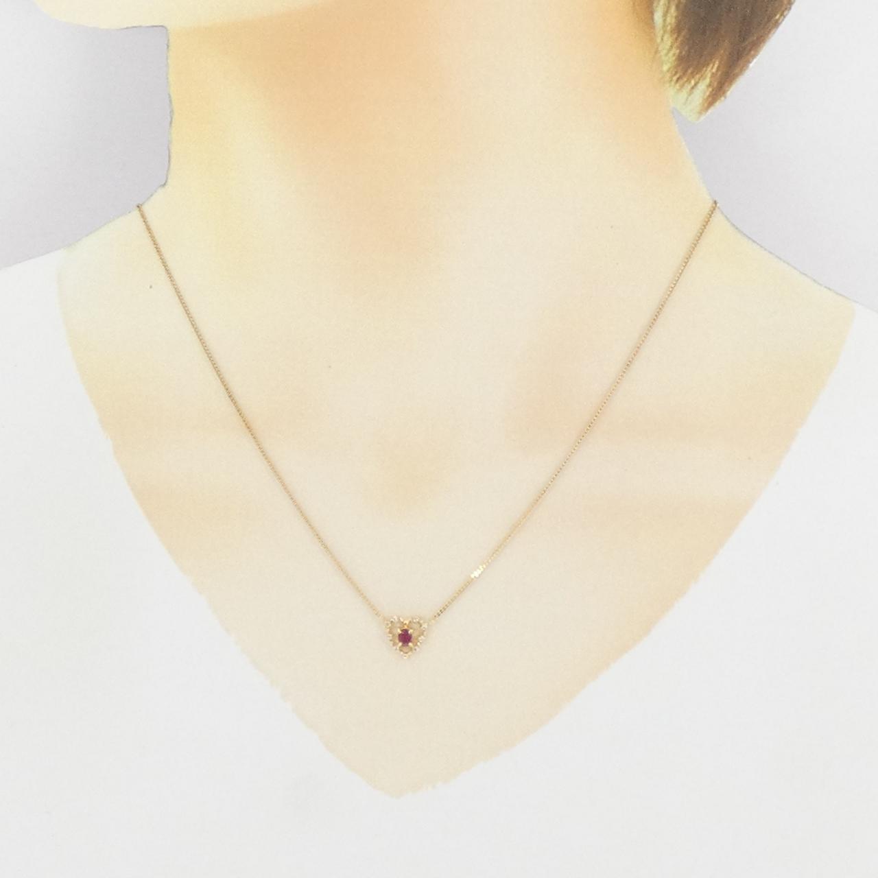 K18YG ハート ルビー ネックレス 0.24CT