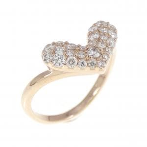 K18PG ハート パヴェ ダイヤモンド リング 0.28CT