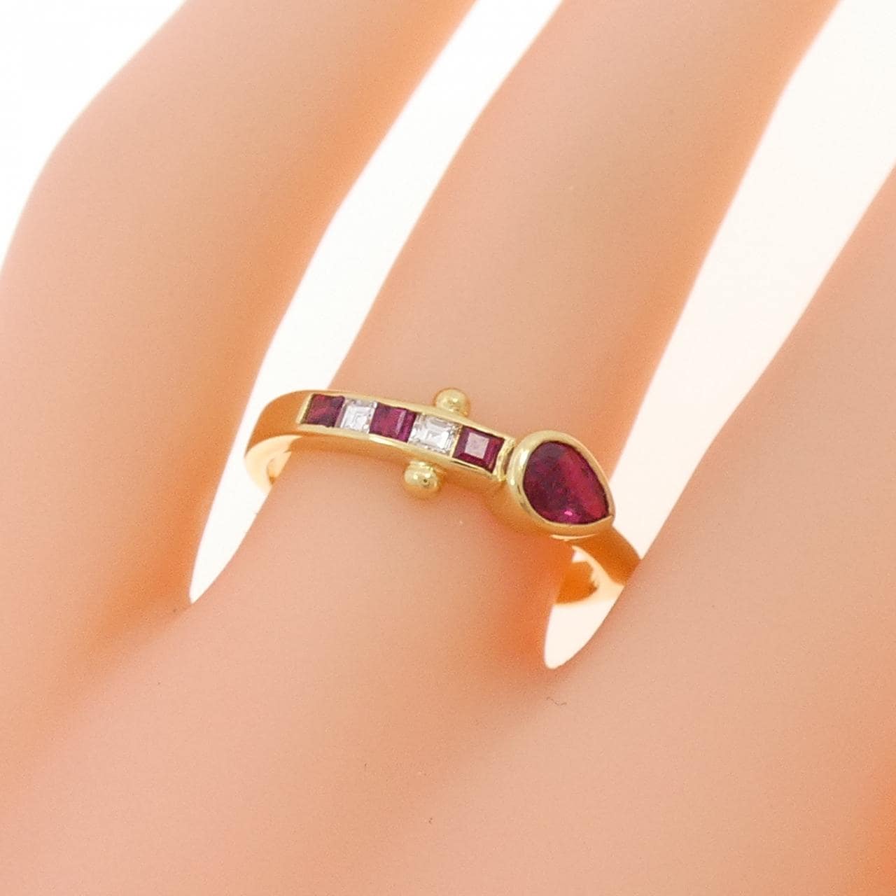 K18YG ルビー リング 0.42CT