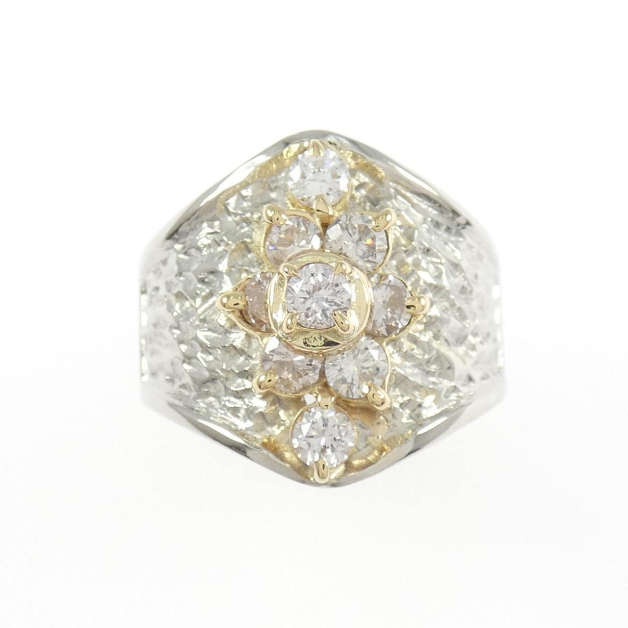 PT900/K18YG花朵鑽石戒指，1.04克拉