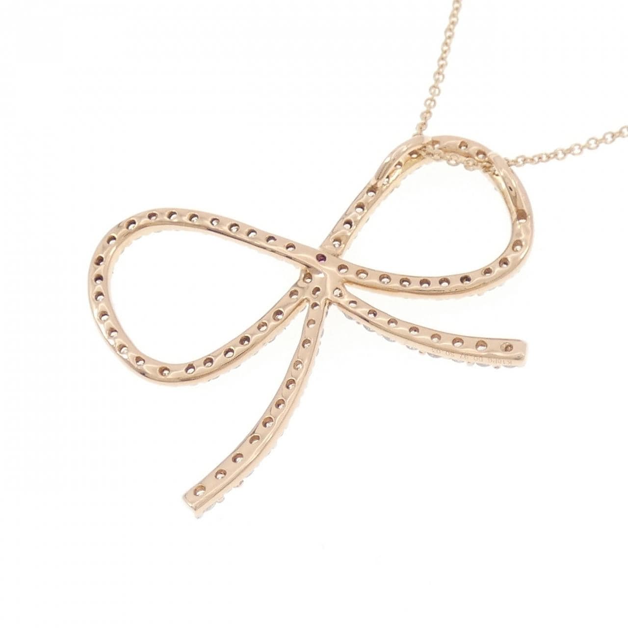 K18PG リボン サファイヤ ネックレス 0.03CT