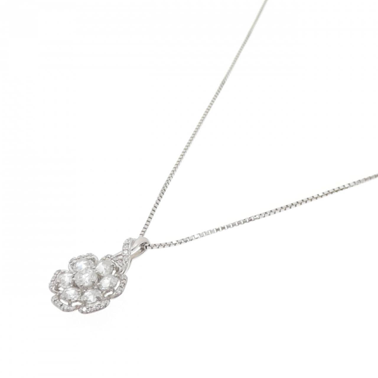 PT900/PT850 フラワー ダイヤモンド ネックレス 1.10CT