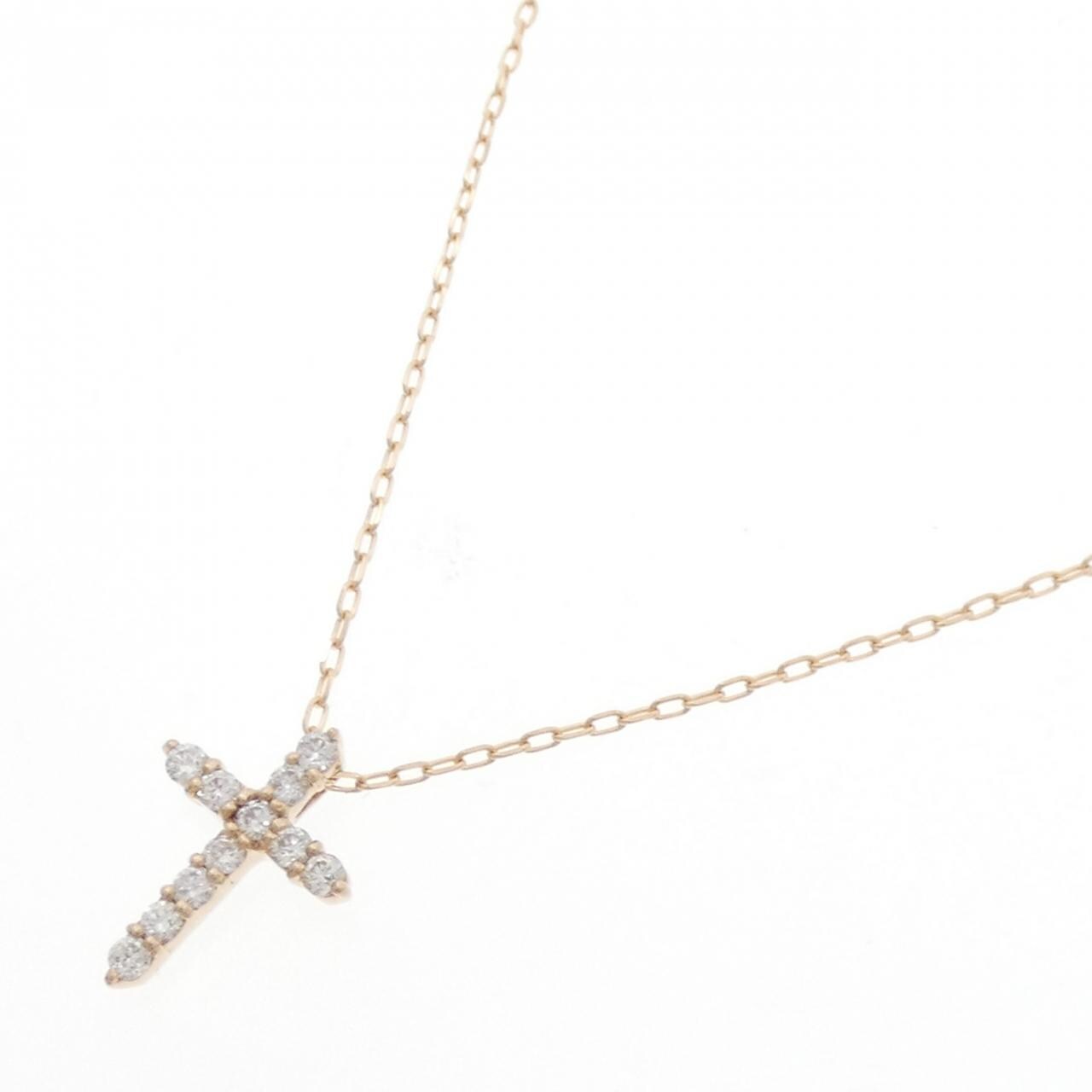 K18PG クロス ダイヤモンド ネックレス 0.2CT