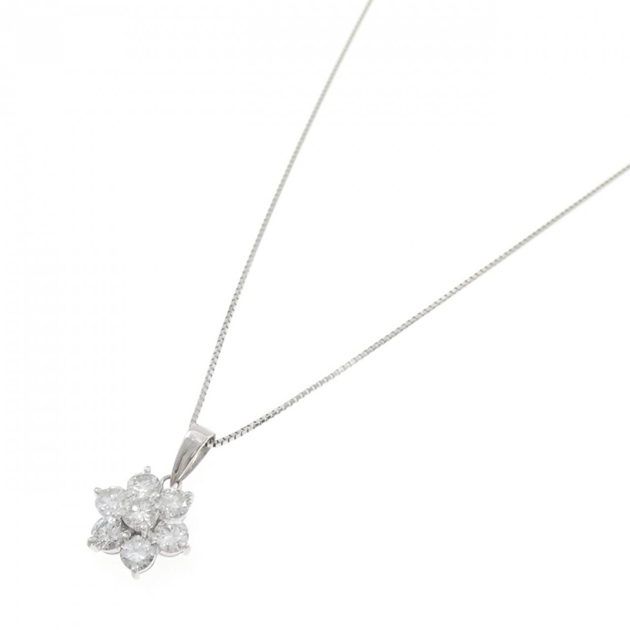 PT900/PT850 フラワー ダイヤモンド ネックレス 1.00CT