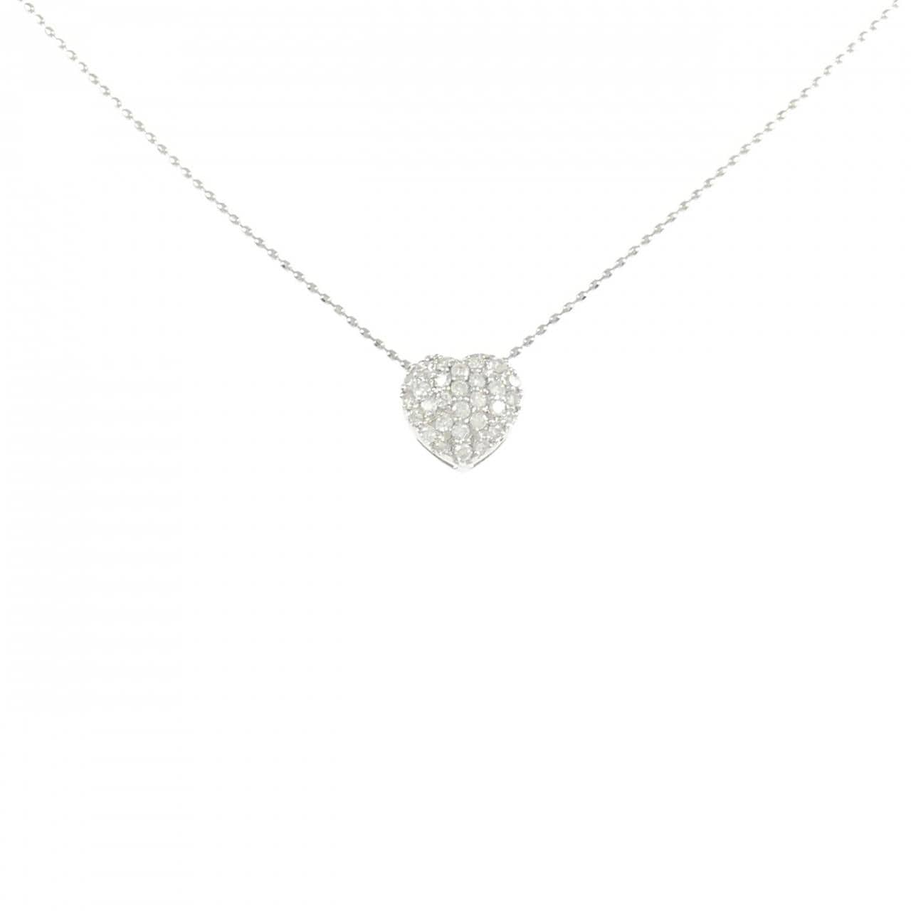 PT900/PT850 ハート パヴェ ダイヤモンド ネックレス 0.30CT