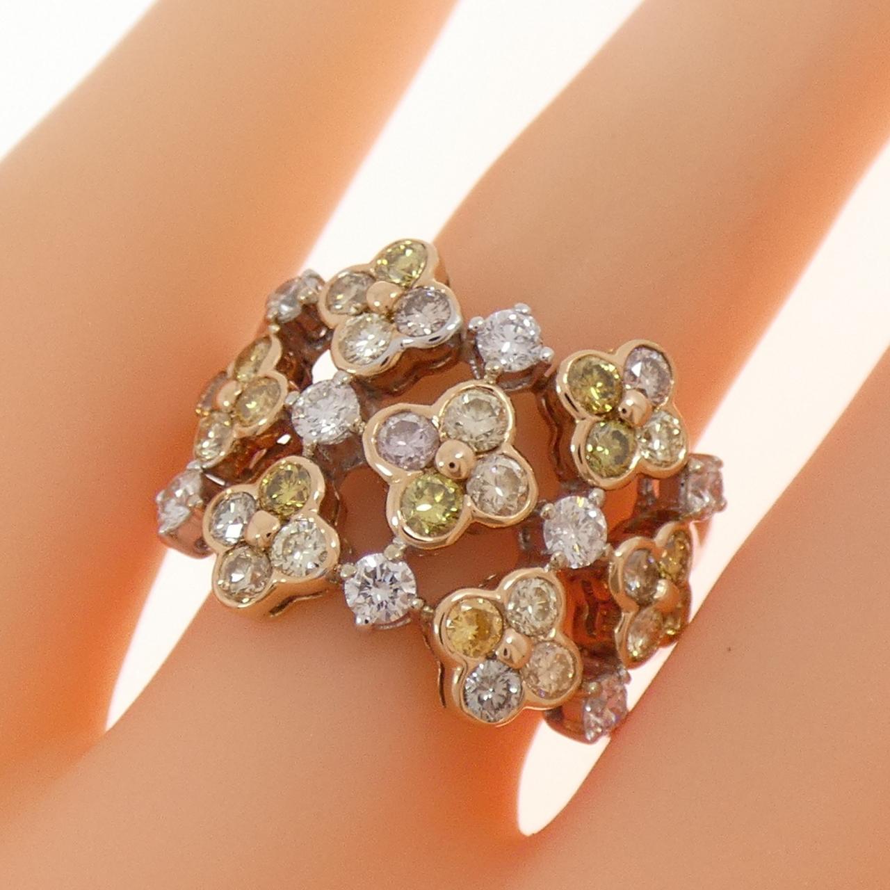 750白金/750铂花朵钻石戒指，1.73克拉