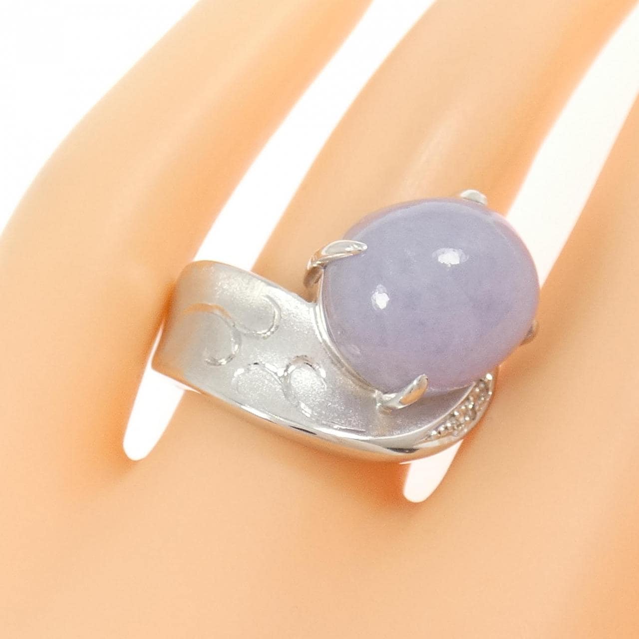 K18WG ラベンダーヒスイ リング 11.90CT