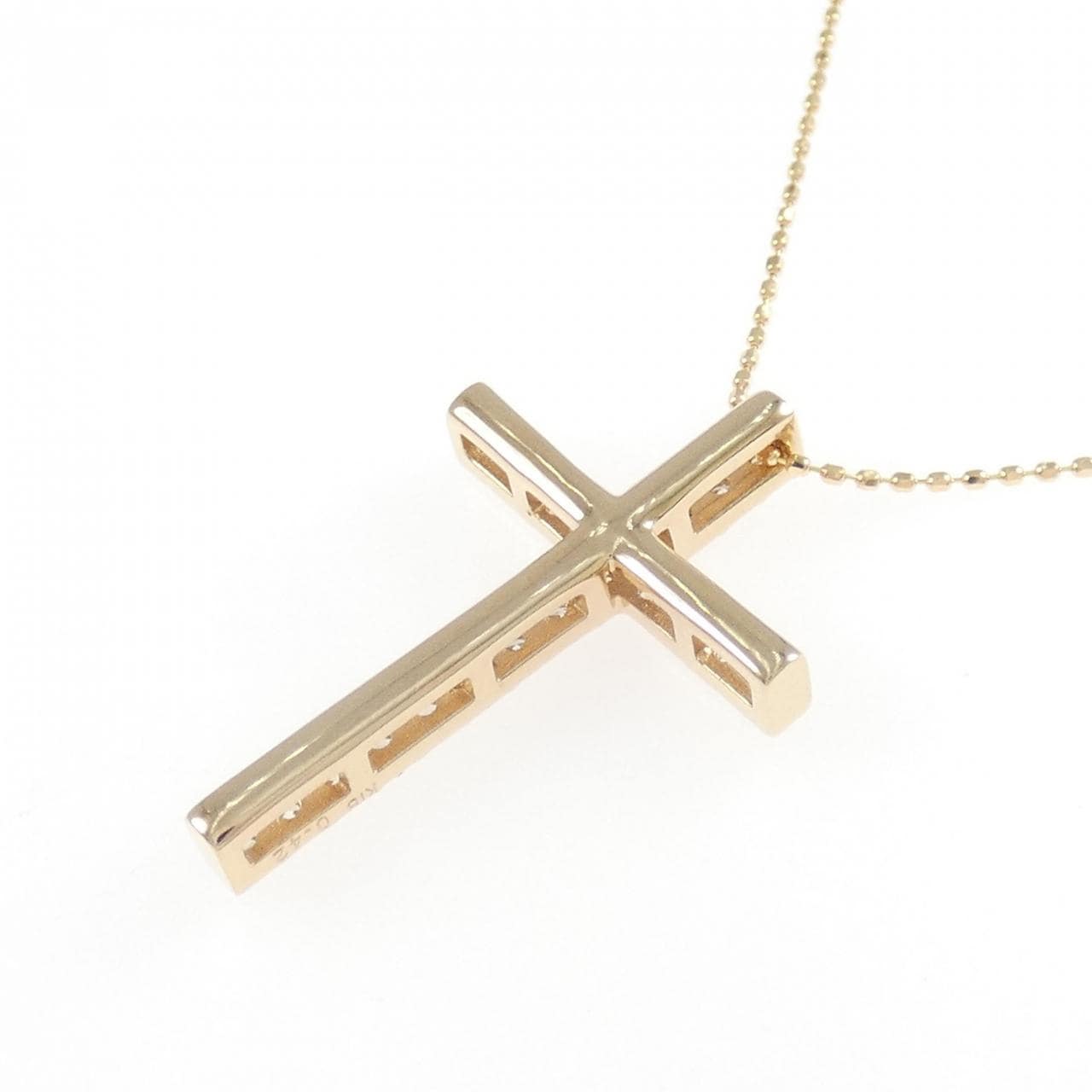 K18PG/750PG クロス ダイヤモンド ネックレス 0.42CT