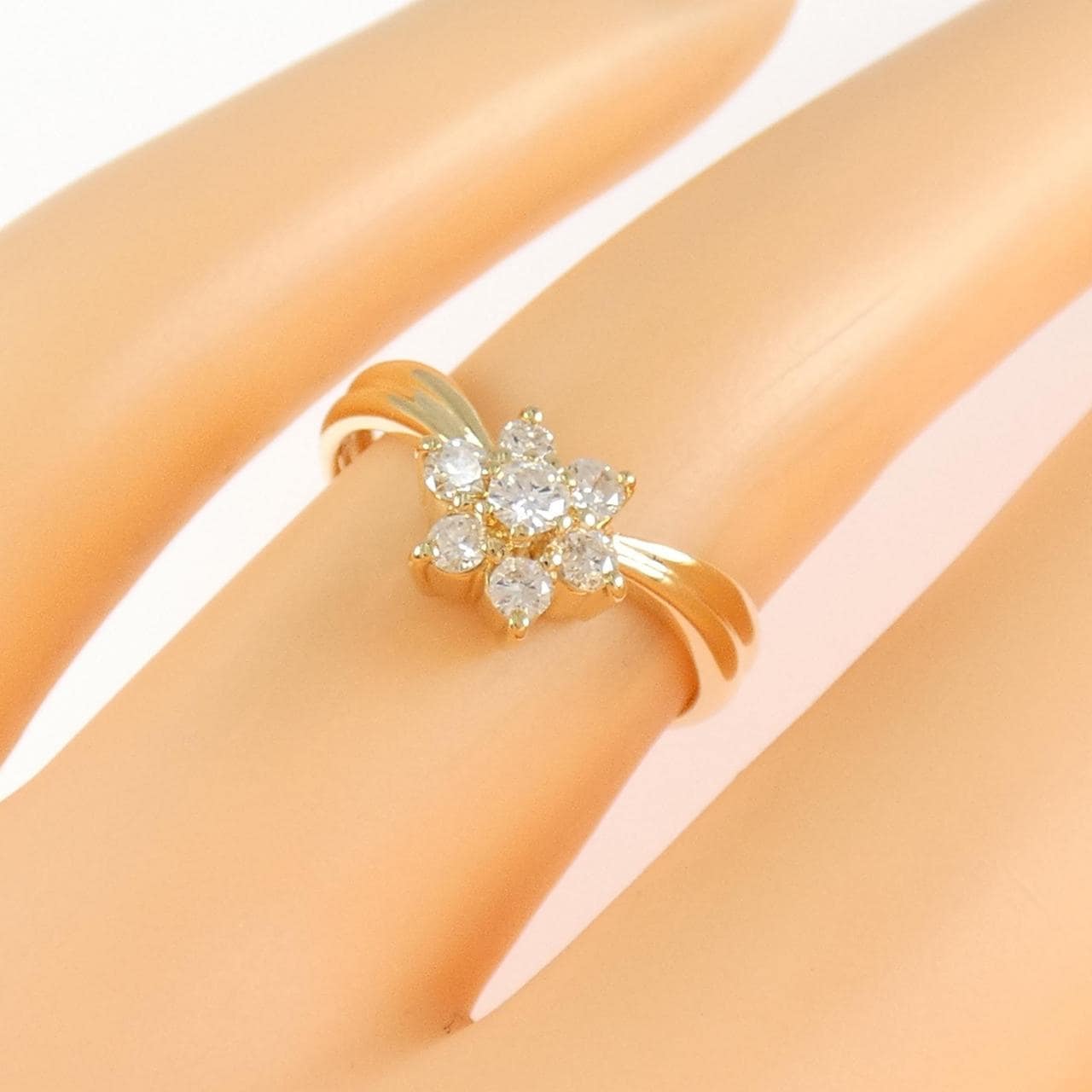 K18YG フラワー ダイヤモンド リング 0.30CT