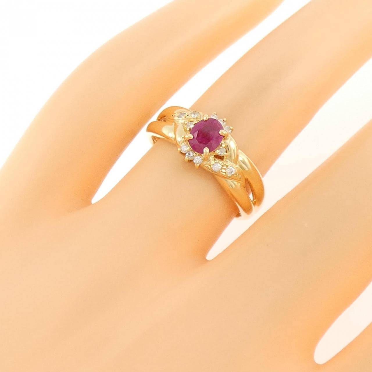 K18YG ルビー リング 0.50CT