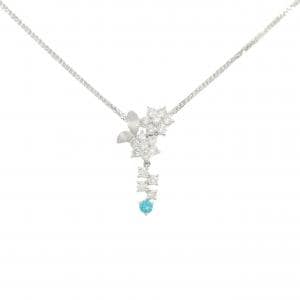 K18WG フラワー パライバトルマリン ネックレス 0.11CT