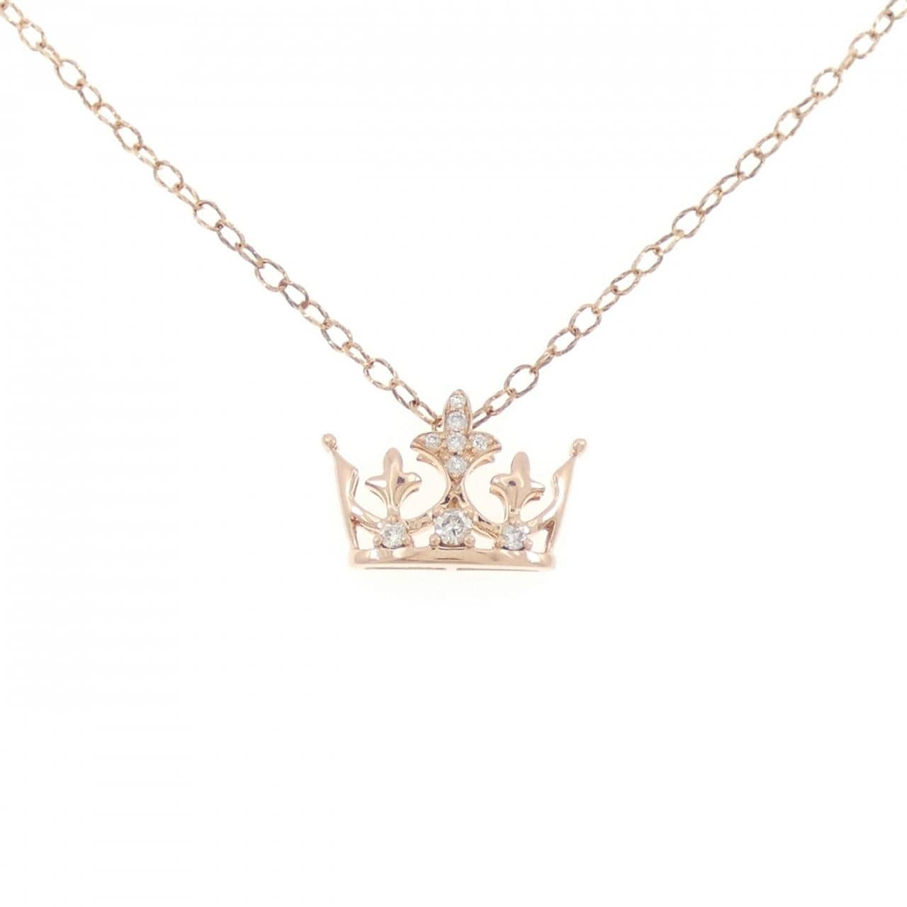 10KPG/K10PG クラウン ダイヤモンド ネックレス 0.11CT